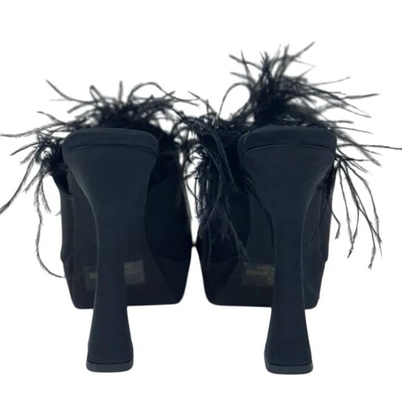 OLIVIA FERGUSON / Funkietowe / Black / Feather / Trim Platform / Heels / Stilett - Picture 5 of 8